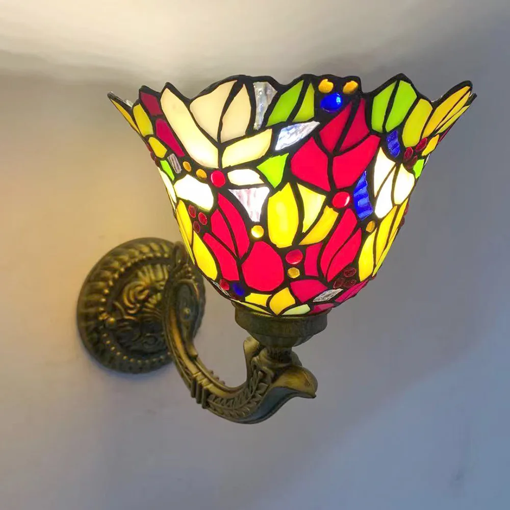 Arandela Tiffany 8" Floral — Vitral Artesanal