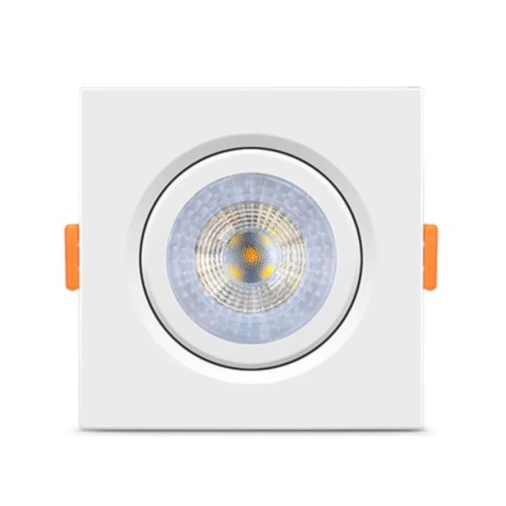 Spot LED Embutir Quadrado Branco 5W Bivolt - Luz Quente 3000K