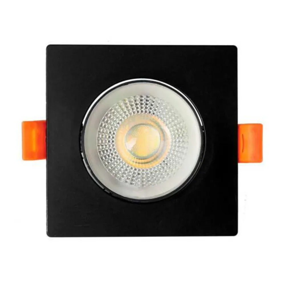 Spot LED Quadrado Embutir Preto 5W Bivolt - Luz Fria 6500K