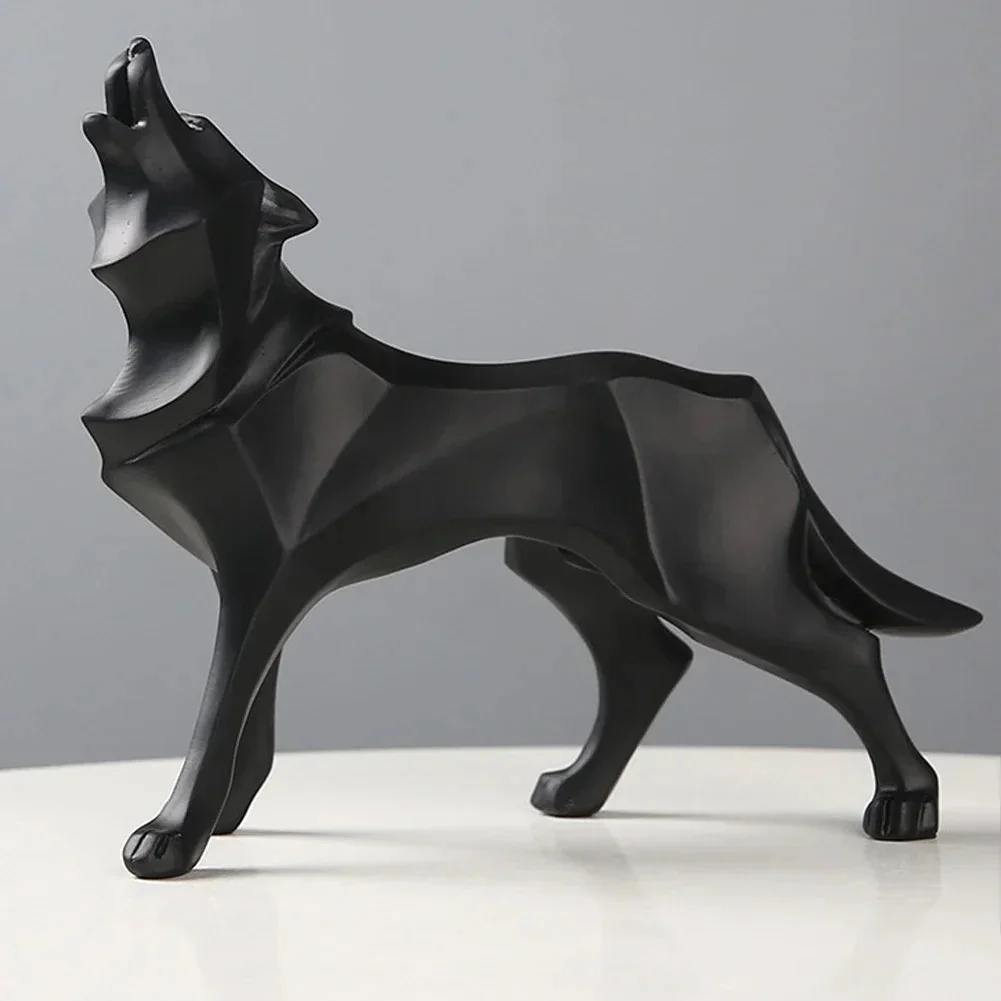 Escultura Lobo da Proteção - Resina Moderna para Decoração
