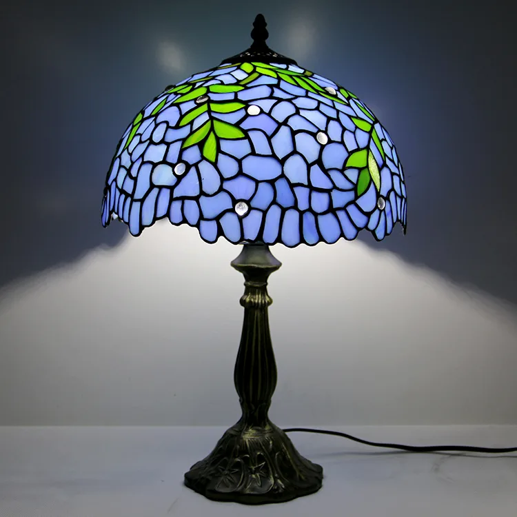 Abajur de Mesa Tiffany 12" Glicínia — Vitral Artesanal
