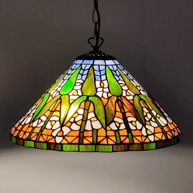Pendente / Plafon Tiffany 16" Bambu — Vitral Artesanal