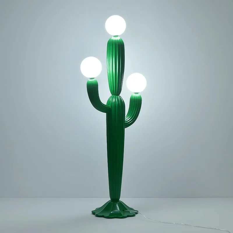 Luminária Chão Cacto Decorativo Resina com 3 Globos