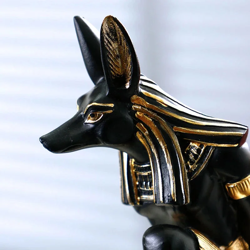 Escultura porta garrafa cão e gato egípcios decorativos de resina