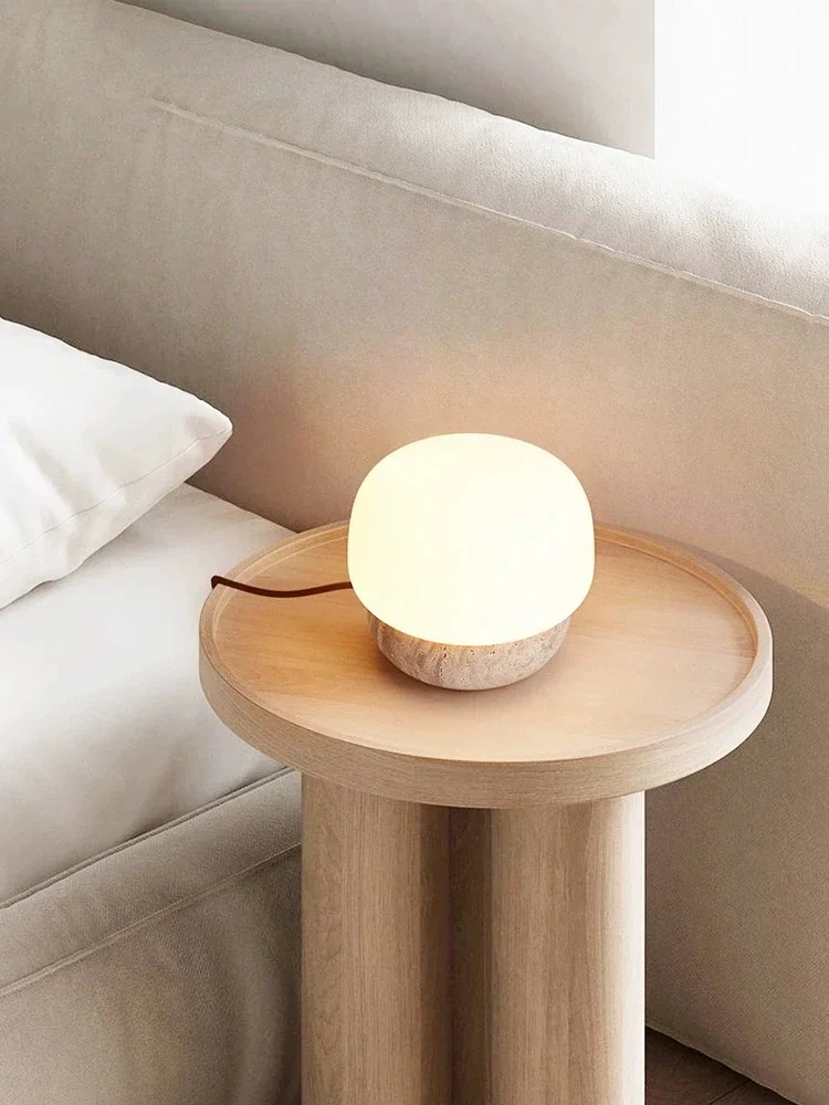 Abajur Cogumelo Moderno com Base Efeito Pedra Bivolt