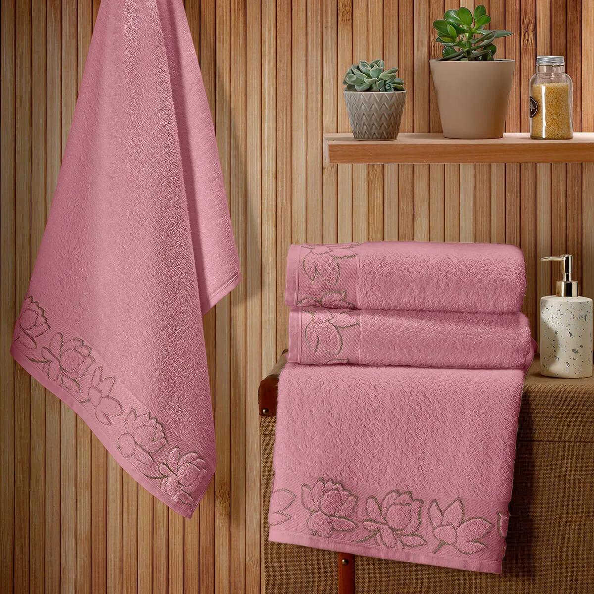 Toalha de Rosto Jacquard Algodão 380g/m² com Fio Metalizado 50x70cm