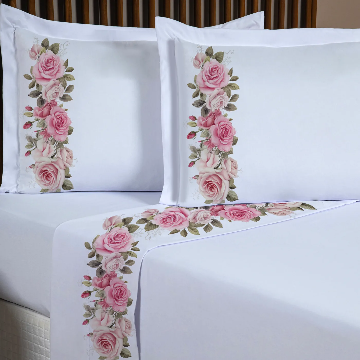 Jogo de Cama Queen Rosas Vibrantes 4 Peças - Toque Peletizado
