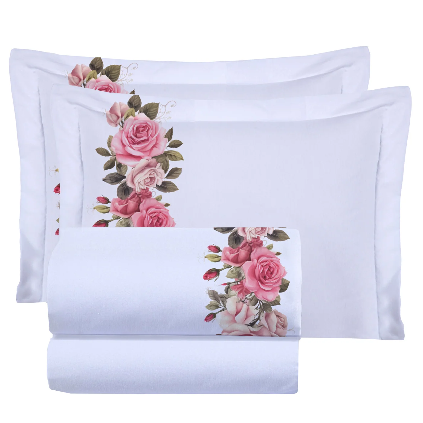 Jogo de Cama Queen Rosas Vibrantes 4 Peças - Toque Peletizado