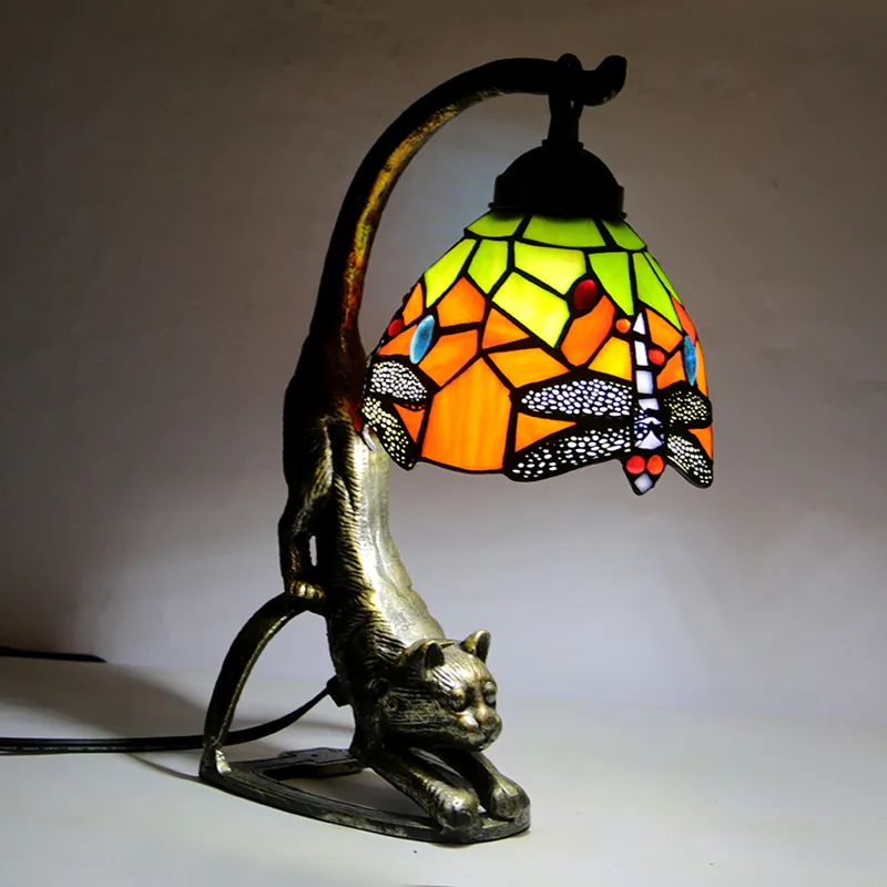 Abajur de Mesa Tiffany 15" Libélula — Vitral Artesanal