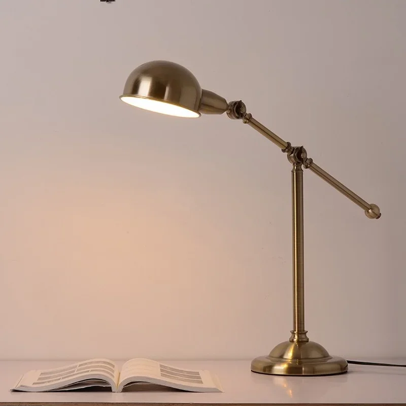 Luminária de Mesa Bronze Articulada Estilo Clássico