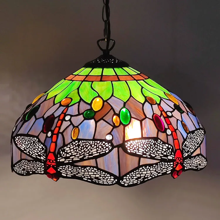 Pendente / Plafon Tiffany 16" Libélula — Vitral Artesanal