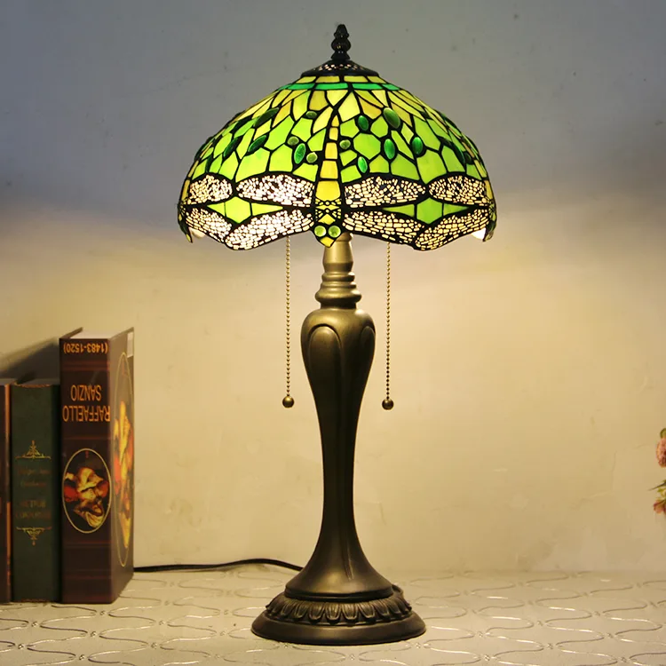 Abajur de Mesa Tiffany 12" Libélula — Vitral Artesanal