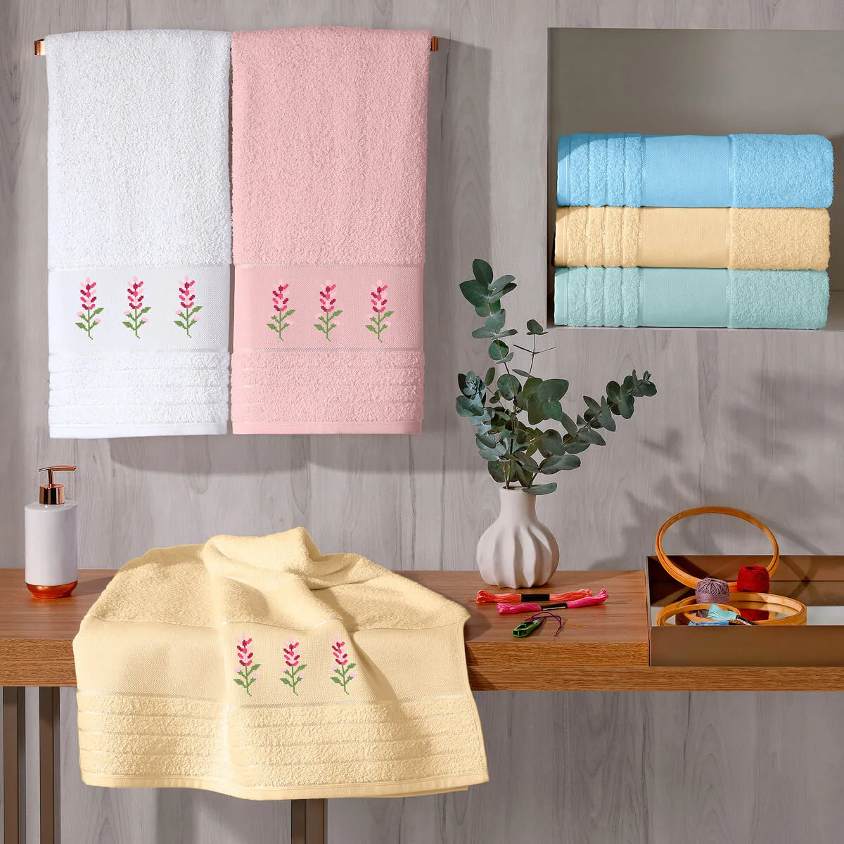Toalha de Rosto para Bordar Algodão 360g/m² Etamine 50cm x 70cm - Crie Aqui!