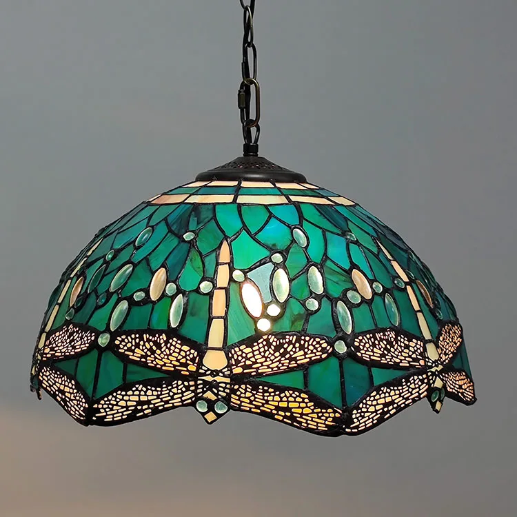 Pendente / Plafon Tiffany 16" Libélula — Vitral Artesanal