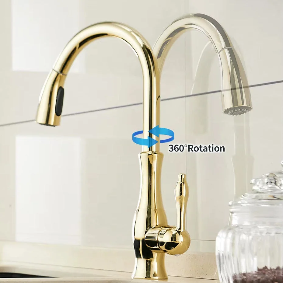 Torneira monocomando de cozinha com ducha extensível em aço inox