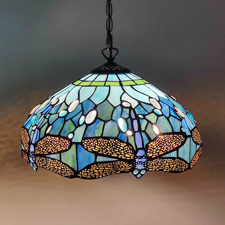 Pendente / Plafon Tiffany 16" Libélula — Vitral Artesanal