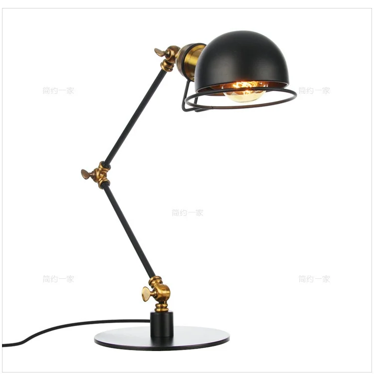 Luminária de Mesa Articulada Industrial Preto/Alumínio