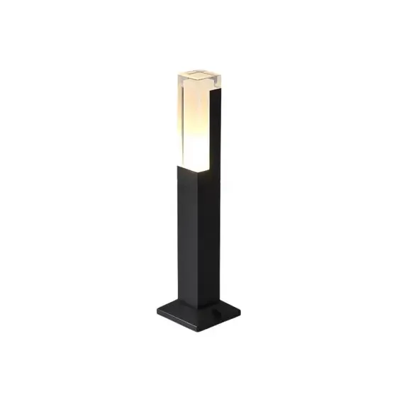 Balizador Poste Jardim Preto LED 10W Bivolt Branco Quente 30cm