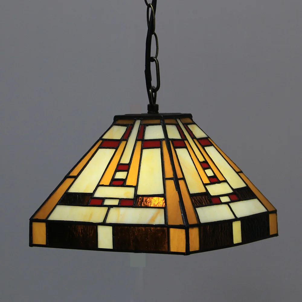 Pendente / Plafon Tiffany 10" Geométrico — Vitral Artesanal