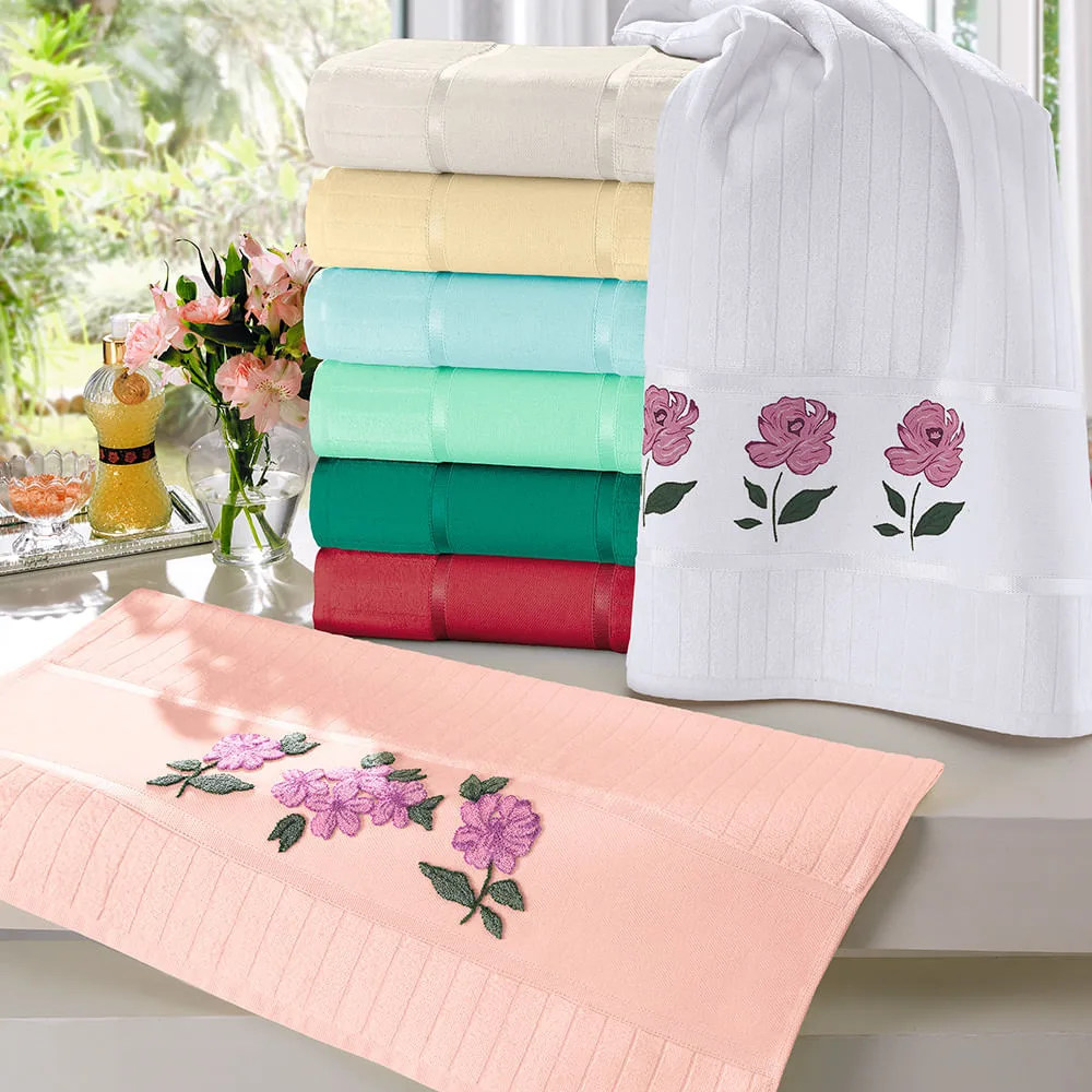 Toalha de Banho Algodão para Pintar/Bordar 400g/m² 70cm x 1,40m com Barra Especial