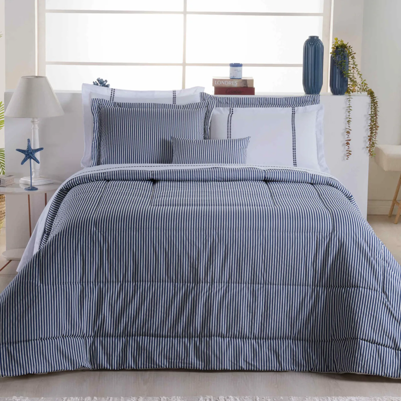 Kit Cama Queen Completo Percal Algodão - 7 Peças Luxo