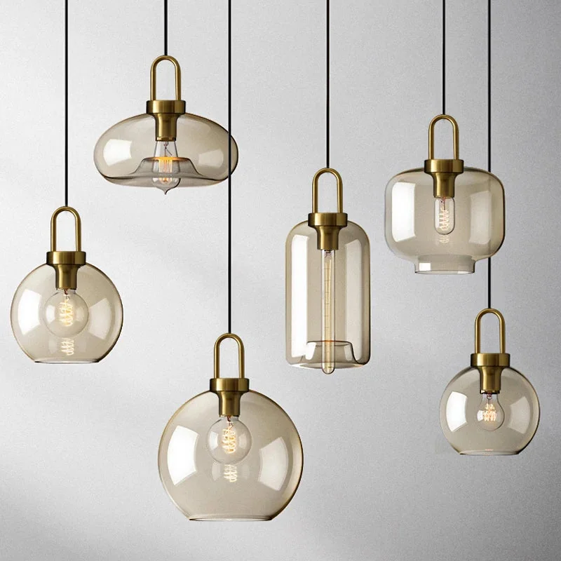 Pendente de vidro Martini moderno com luz quente