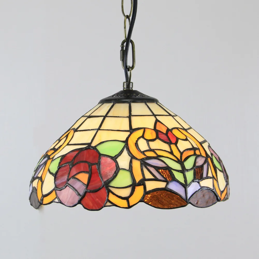 Pendente / Plafon Tiffany 10" Rosas — Vitral Artesanal