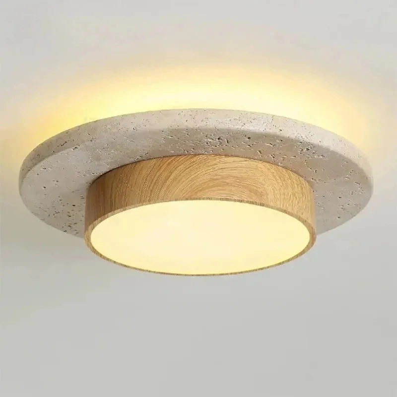 Lustre Vittore de Pedra Travertino - Iluminação Aconchegante e Natural