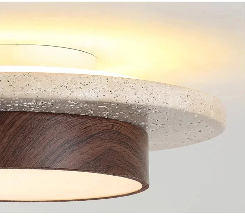 Lustre Vittore de Pedra Travertino - Iluminação Aconchegante e Natural