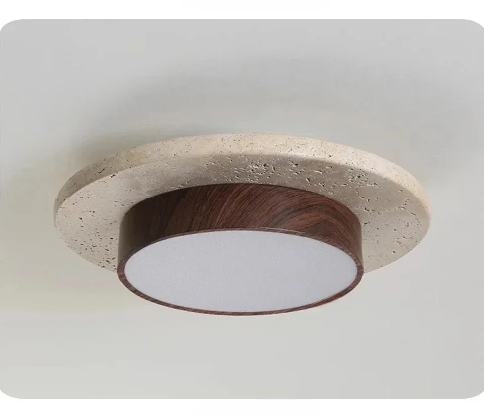 Lustre Vittore de Pedra Travertino - Iluminação Aconchegante e Natural