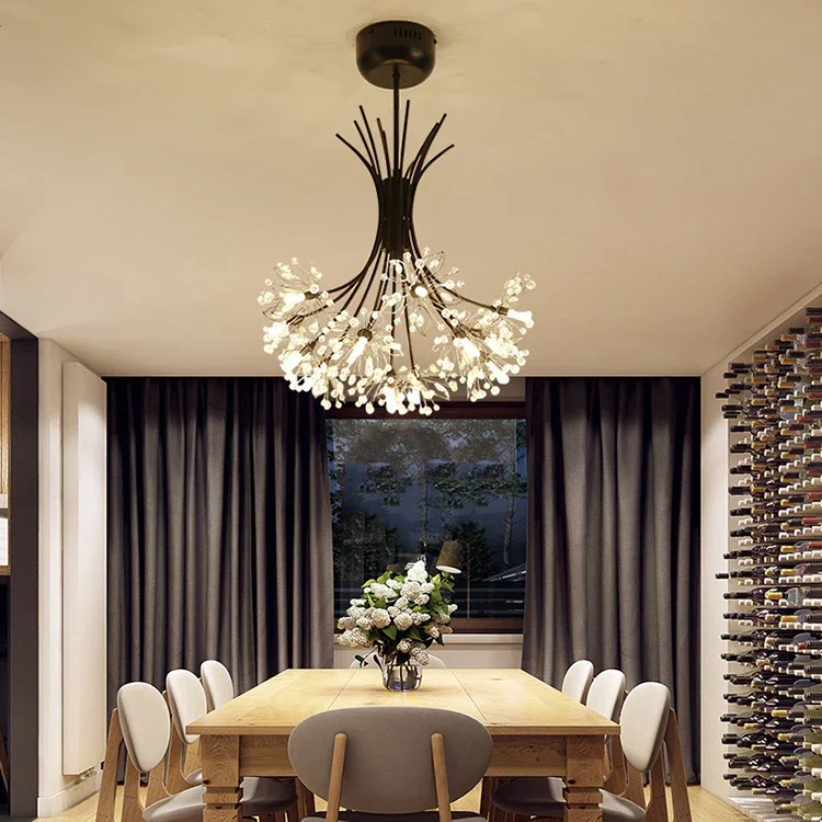 Lustre moderno Buquê Dourado em Metal e Cristais de Acrílico