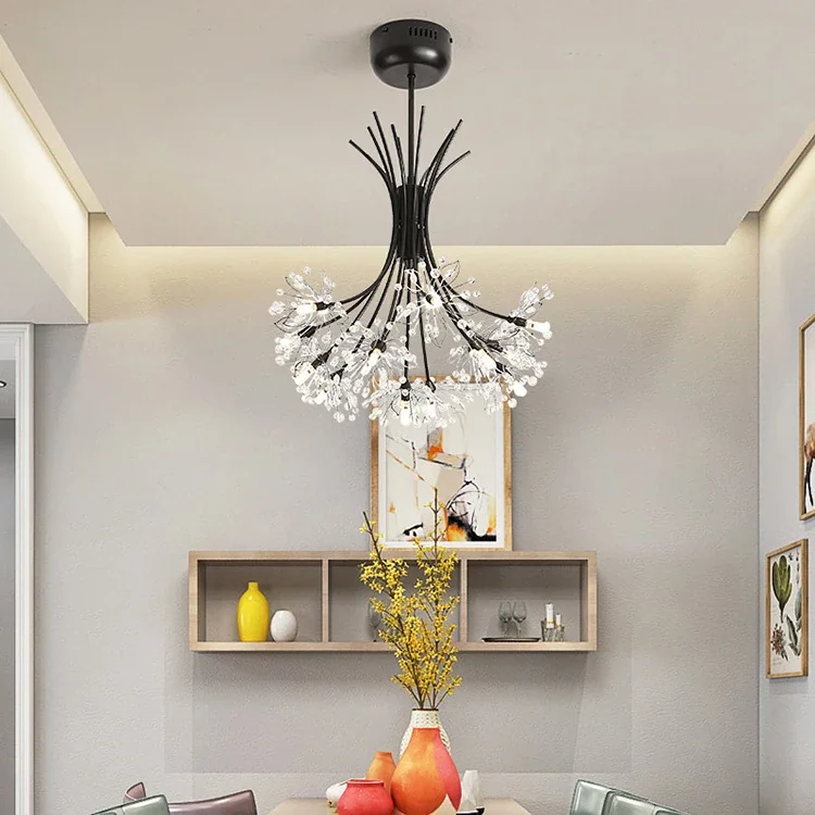 Lustre moderno Buquê Dourado em Metal e Cristais de Acrílico