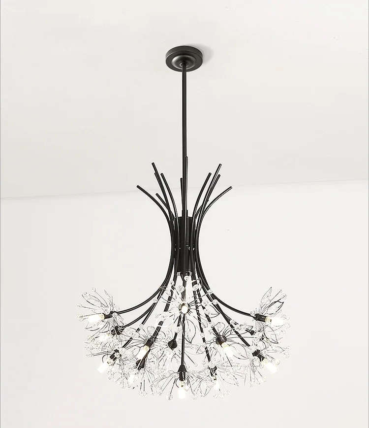 Lustre moderno Buquê Dourado em Metal e Cristais de Acrílico