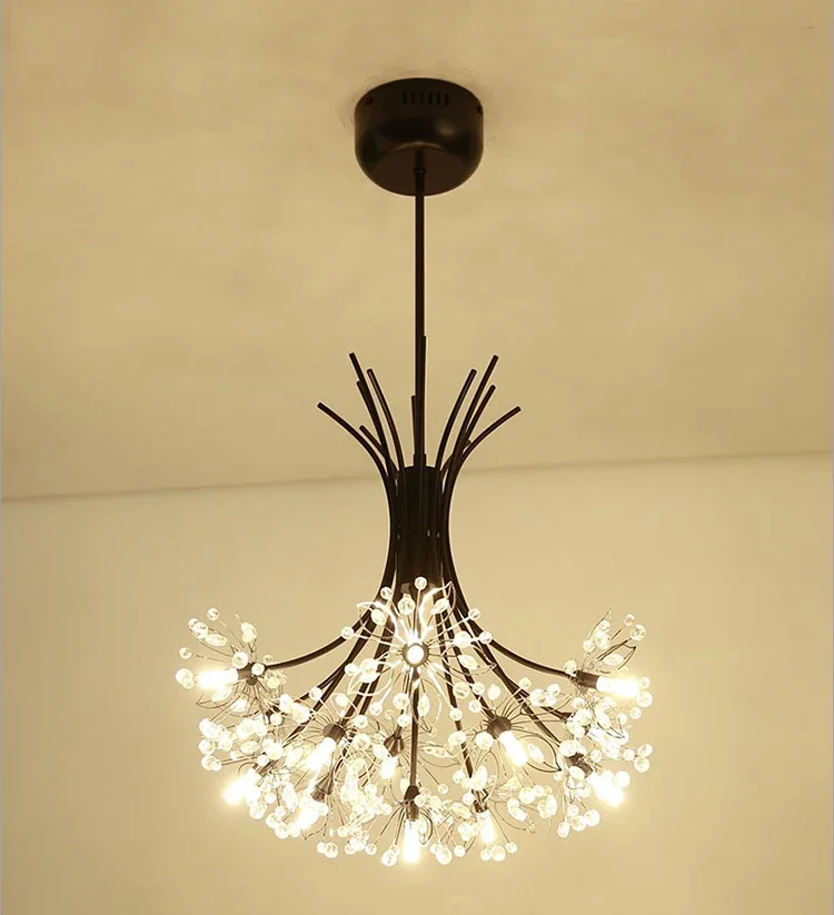 Lustre moderno Buquê Dourado em Metal e Cristais de Acrílico