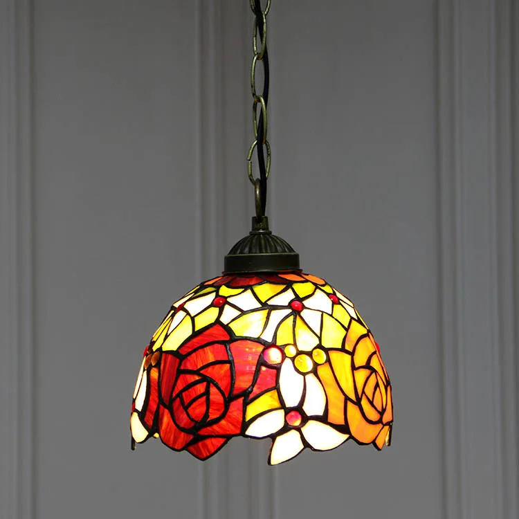 Pendente / Plafon Tiffany 8" Floral — Vitral Artesanal