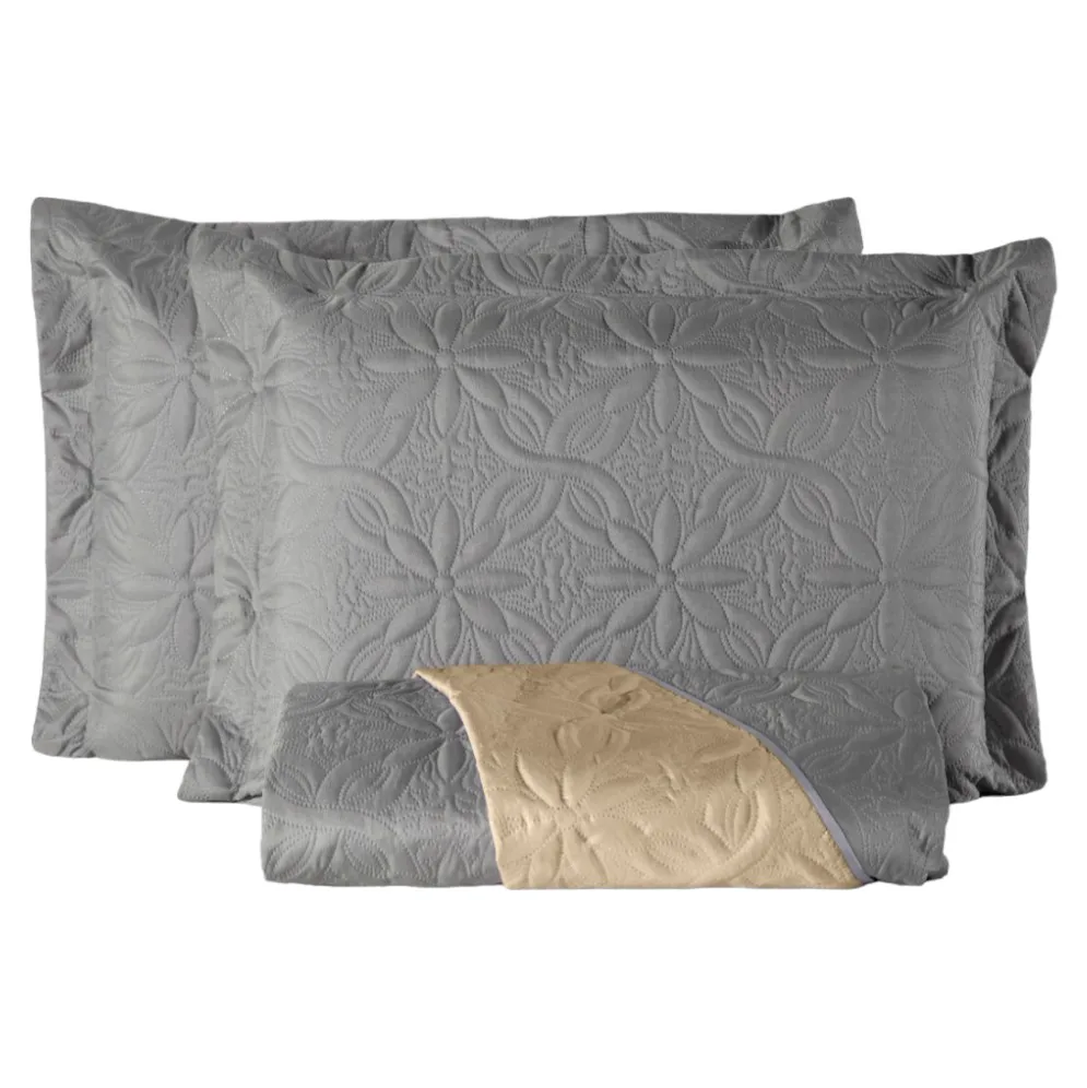 Cobre-Leito Queen Dupla Face Floral 3 Peças
