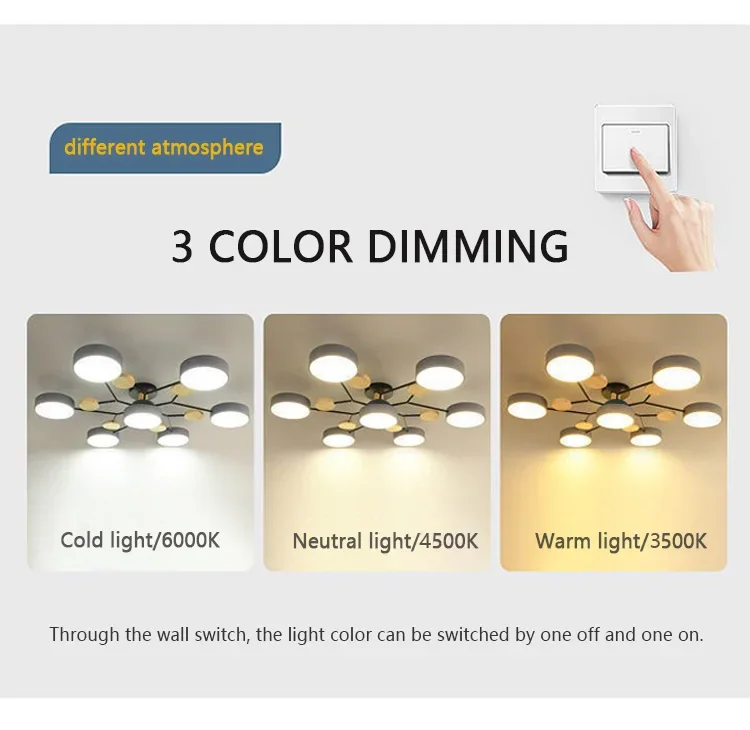 Lustre LED de Teto Bolhas Moderno com 3 Tonalidades de Luz