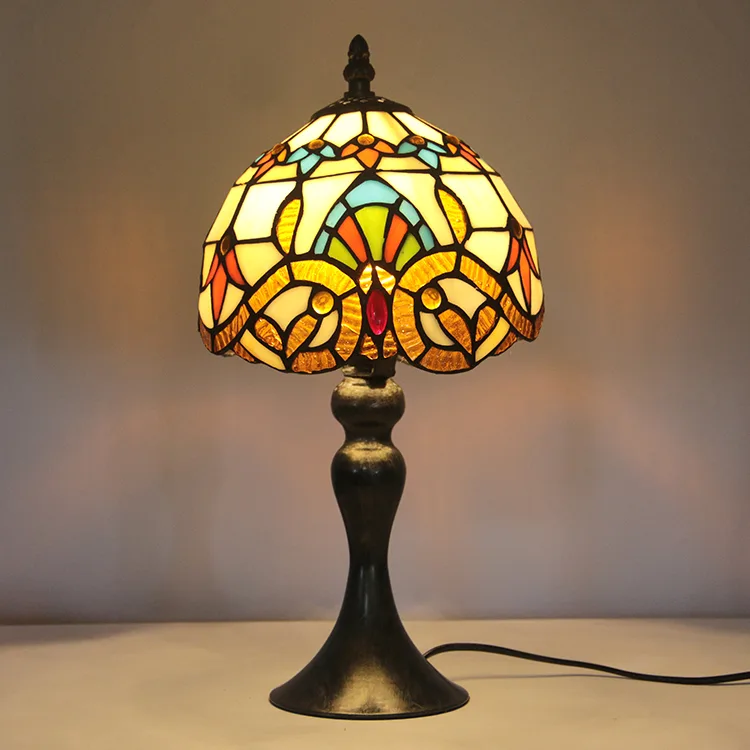 Abajur de Mesa Tiffany 15" Barroco — Vitral Artesanal