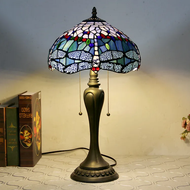 Abajur de Mesa Tiffany 12" Libélula — Vitral Artesanal