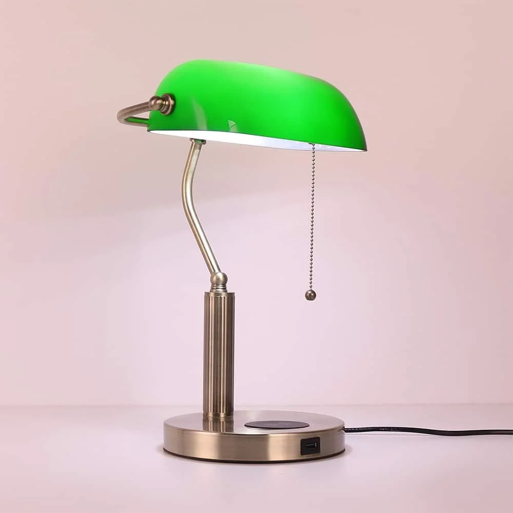 Luminária de Mesa Clássica Retrô com Abajur Vitral