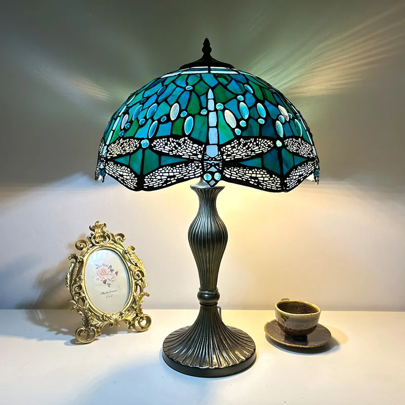 Abajur de Mesa Tiffany 16" Libélula — Vitral Artesanal
