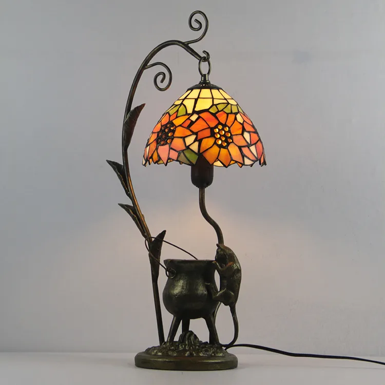 Abajur de Mesa Tiffany Girassol — Vitral Artesanal