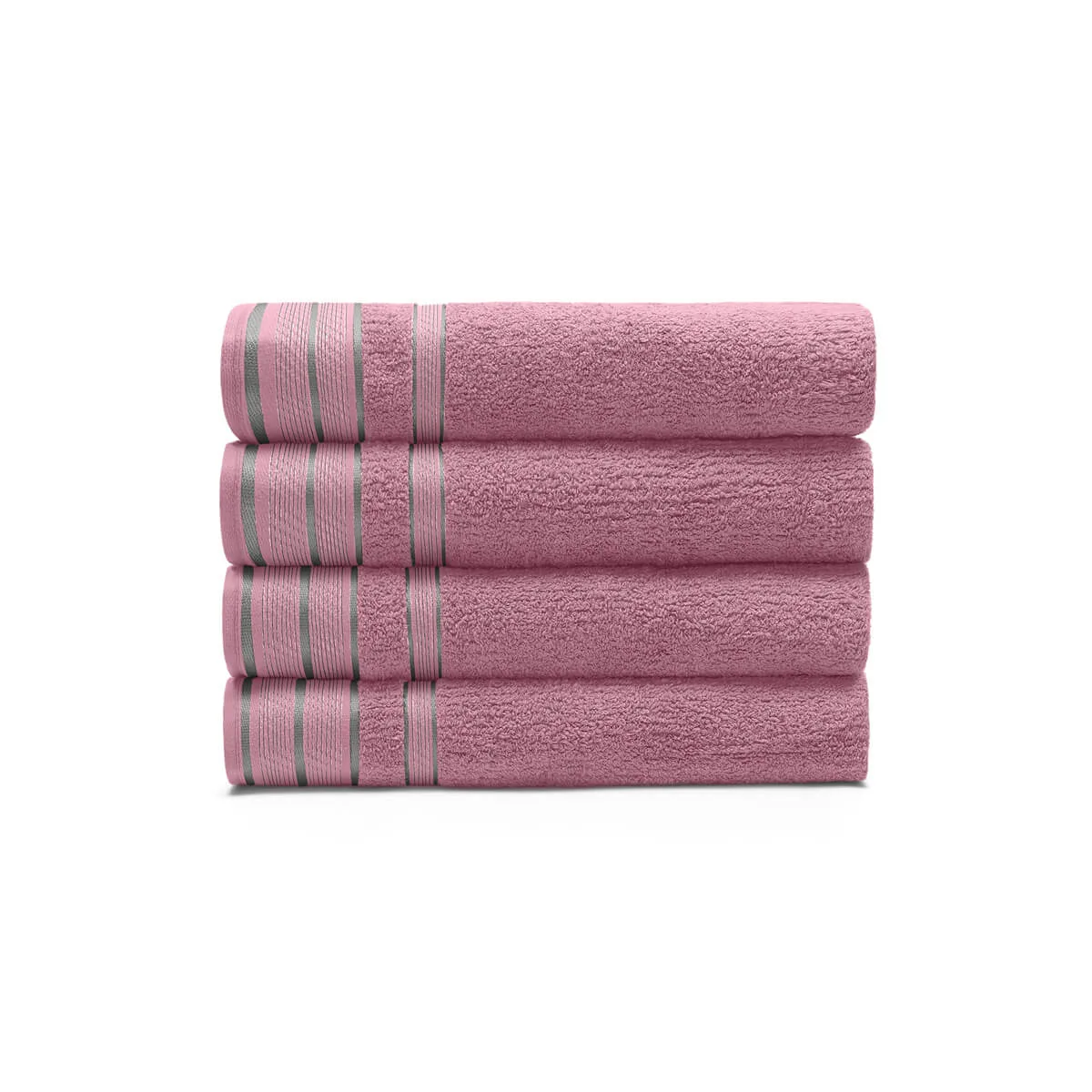 Kit 4 Toalhas de Banho 100% Algodão 440g/m² 70x140cm Lisas Caneladas