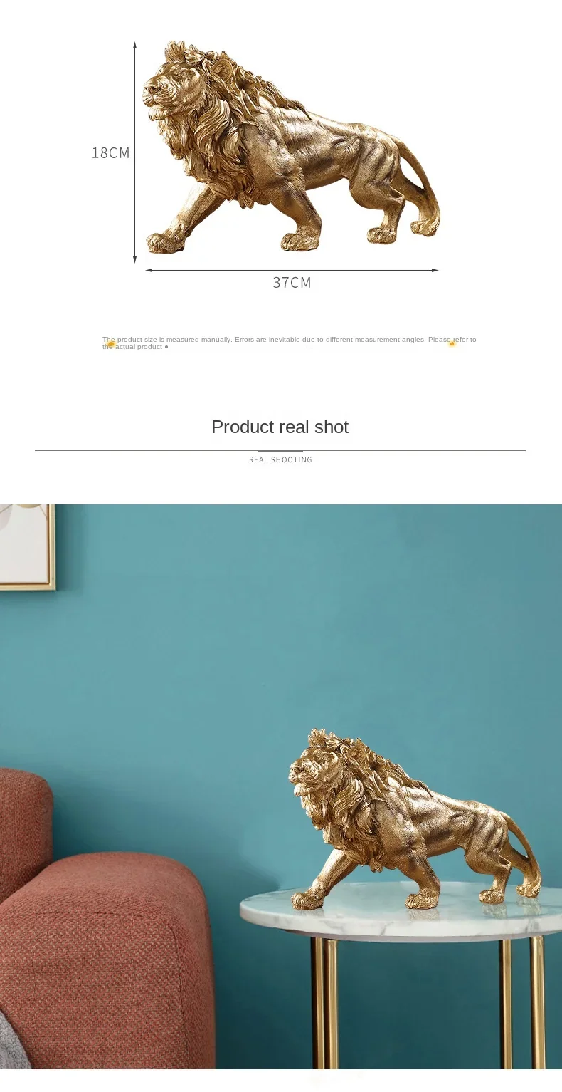 Escultura decorativa Leão Dourado: Força e nobreza para seu ambiente