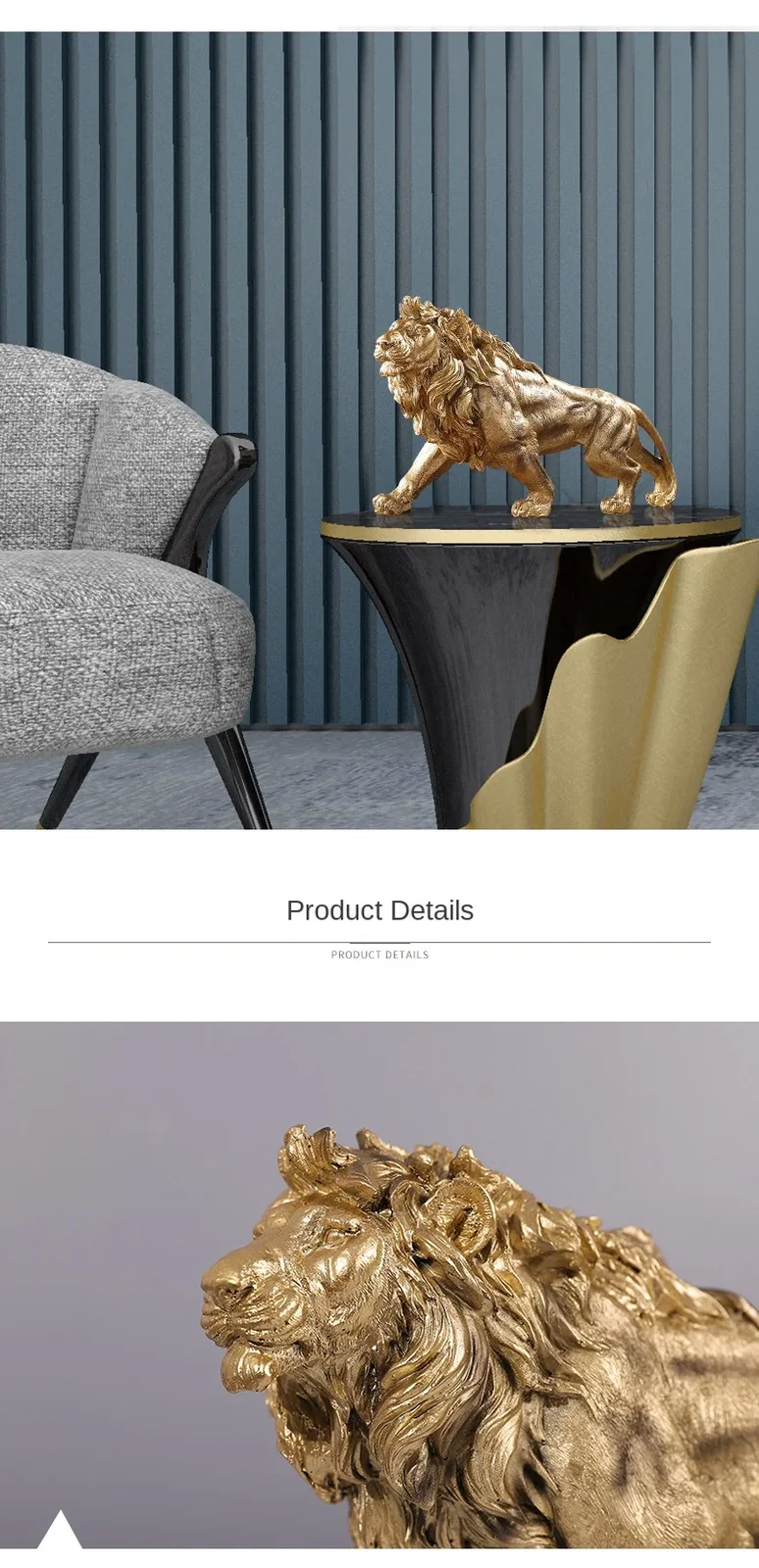 Escultura decorativa Leão Dourado: Força e nobreza para seu ambiente