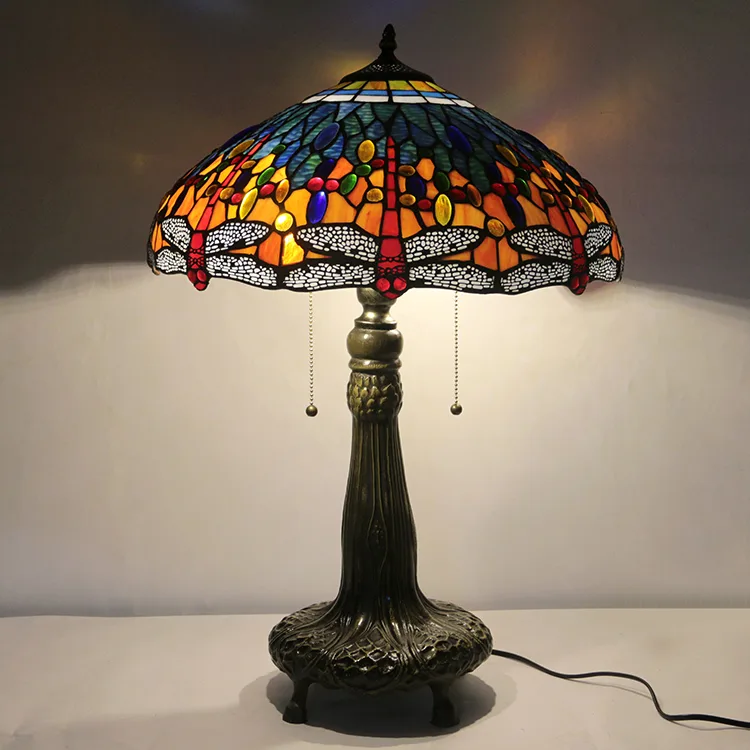 Abajur de Mesa Tiffany 18" Libélula — Vitral Artesanal