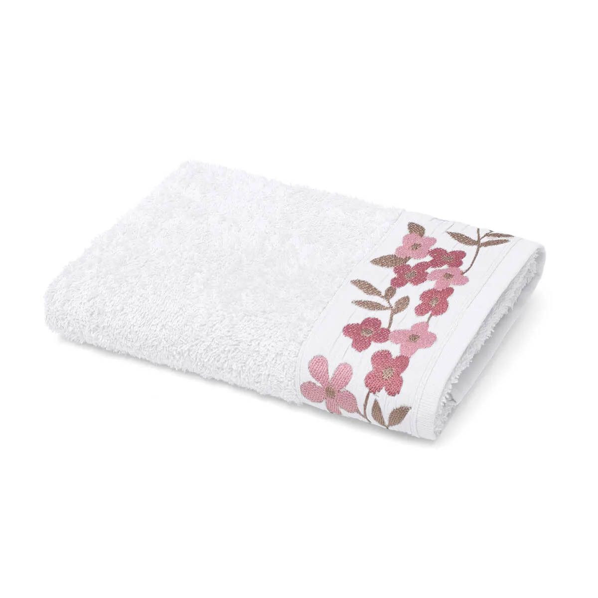 Toalha de Rosto Algodão/Poliéster 460g/m² Jacquard Floral 50cm x 70cm