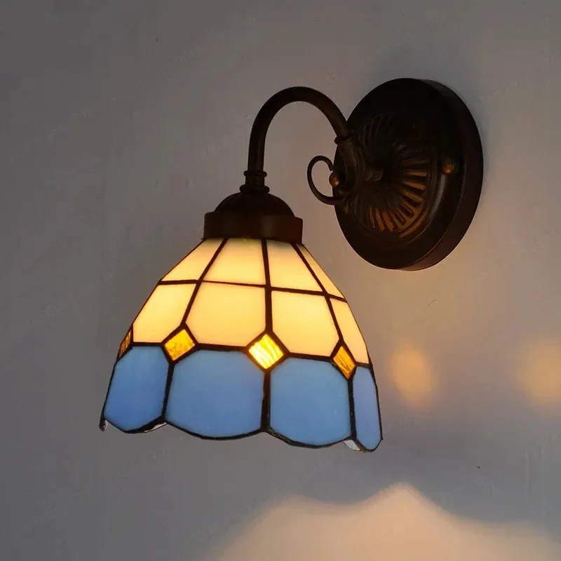 Arandela de Parede Tiffany Vintage com Vidro Vitral Artesanal