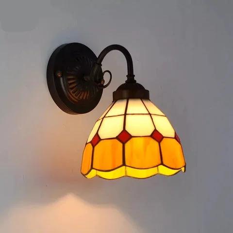 Arandela de Parede Tiffany Vintage com Vidro Vitral Artesanal