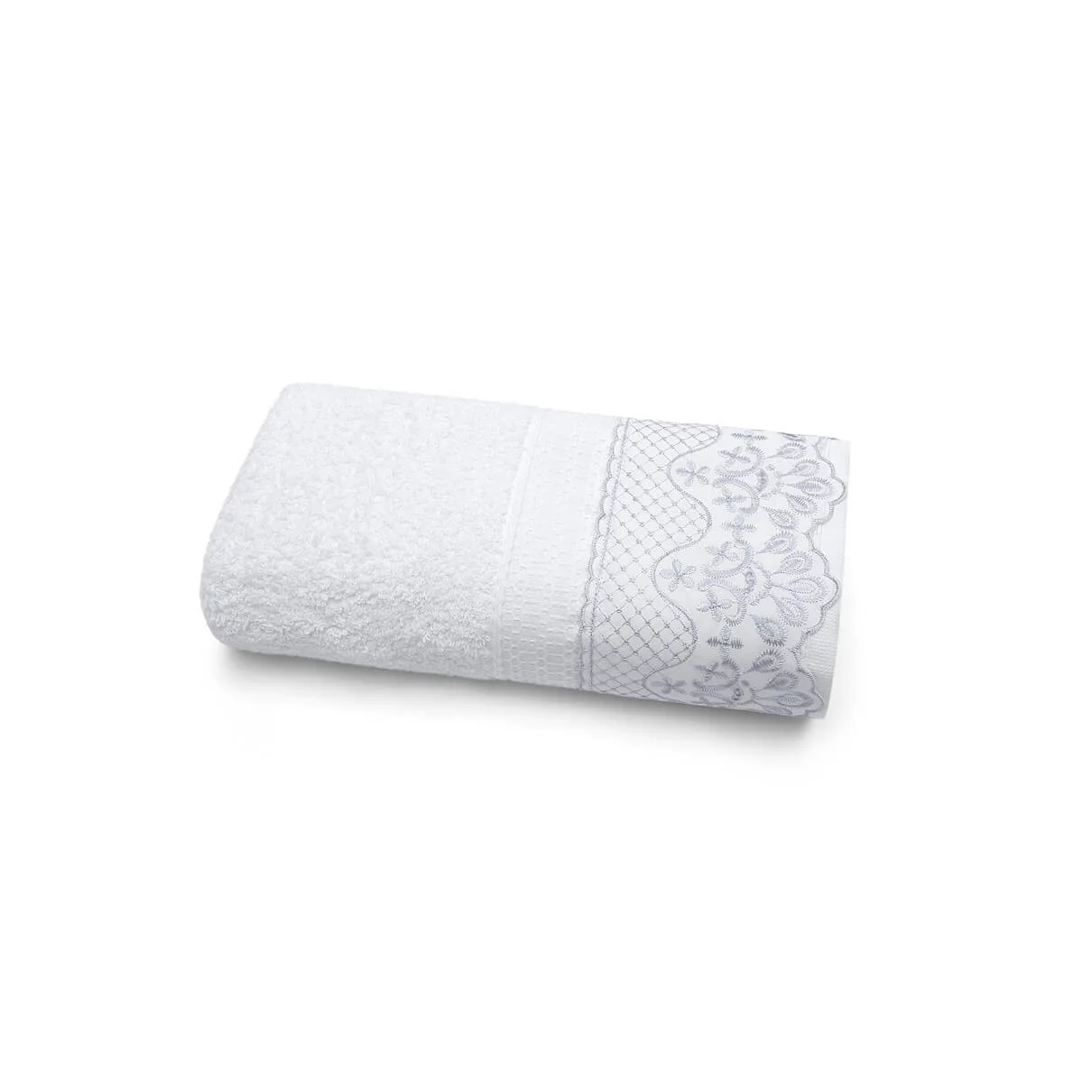 Toalha de Rosto Algodão 500g/m² com Renda Bordada 45cm x 70cm